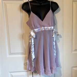 La Vie En Rose Lavender Chemise with Satin Ribbon Detail